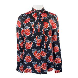 Brooks Brother Rose Print Satin Blouse